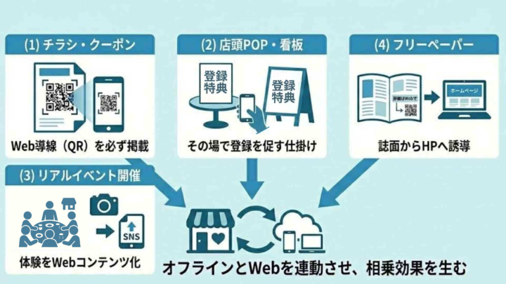 飲食店で集客効率を高めるためのオフライン施策との組み合わせ例