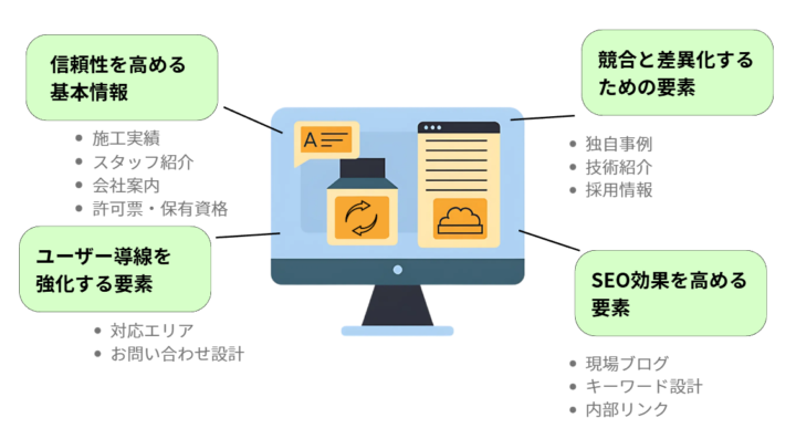 建設業に特化したホームページに必要なコンテンツ機能