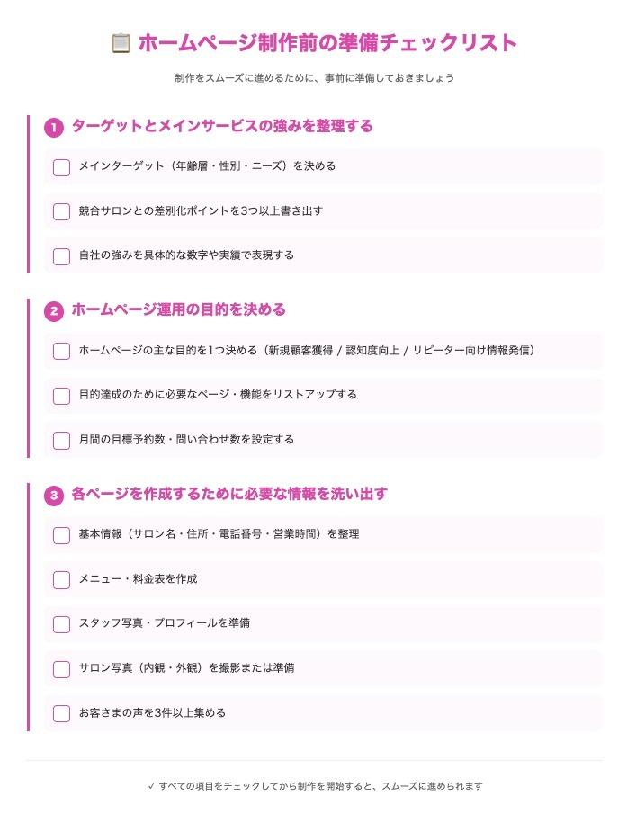 ホームページ制作前の準備チェックリスト